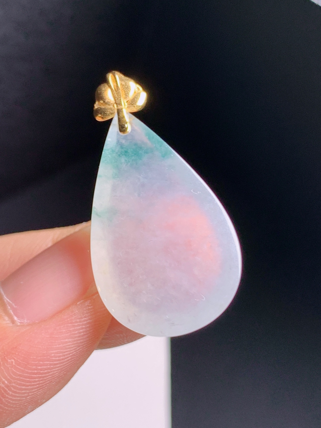 ️ 冰种飘花水滴吊坠，飘花灵动，莹润柔和，简约耐看，080508