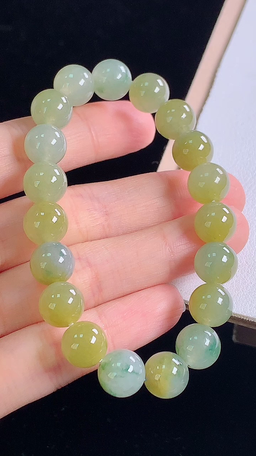 ️黄翡手链，尺寸:9.6-9.6mm 4