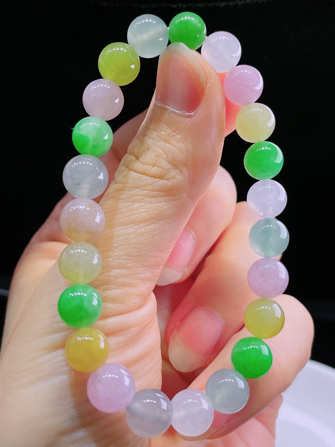 ️多彩手串，老种起光，细底通透，尺寸：8.3mm0808