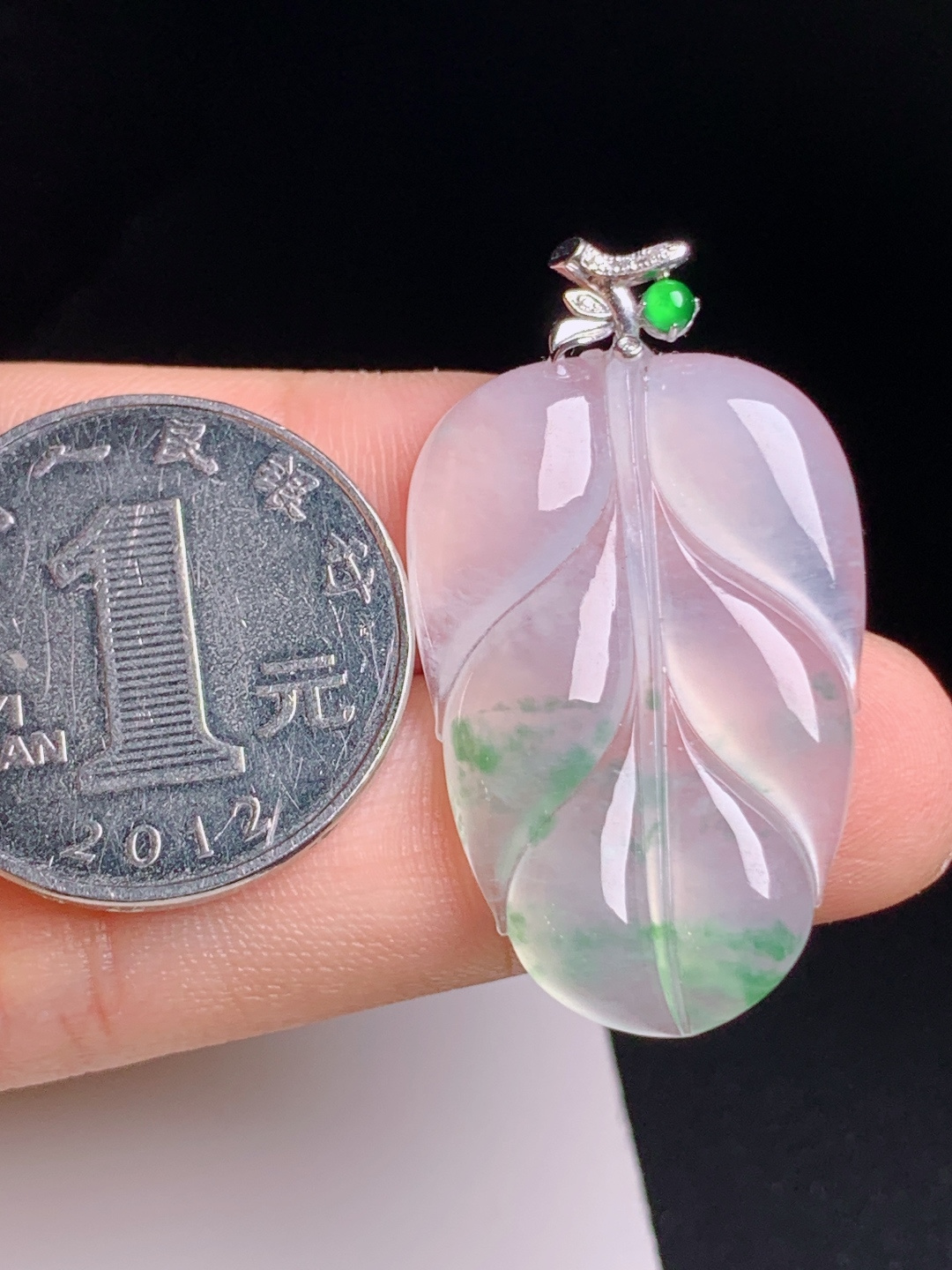 ️ 冰种飘花叶树叶吊坠，清透起光，形态舒展，事业有成 080805