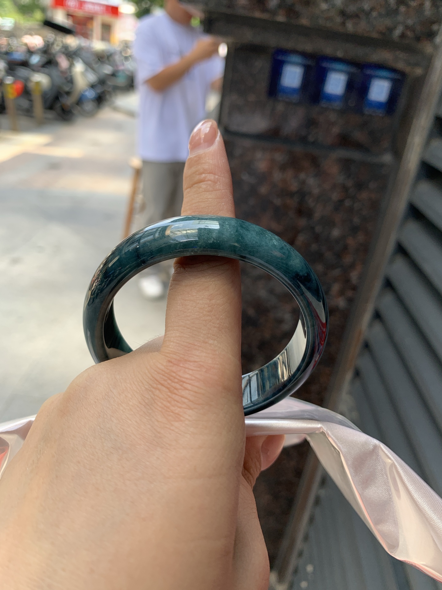 蓝乌鸡正圈, 0808-N1307, 无裂，蓝底乌鸡特色手镯