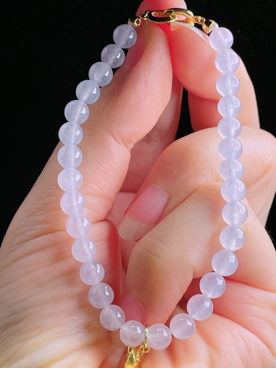 白冰手串，老种起光，细底通透，尺寸：6.2mm