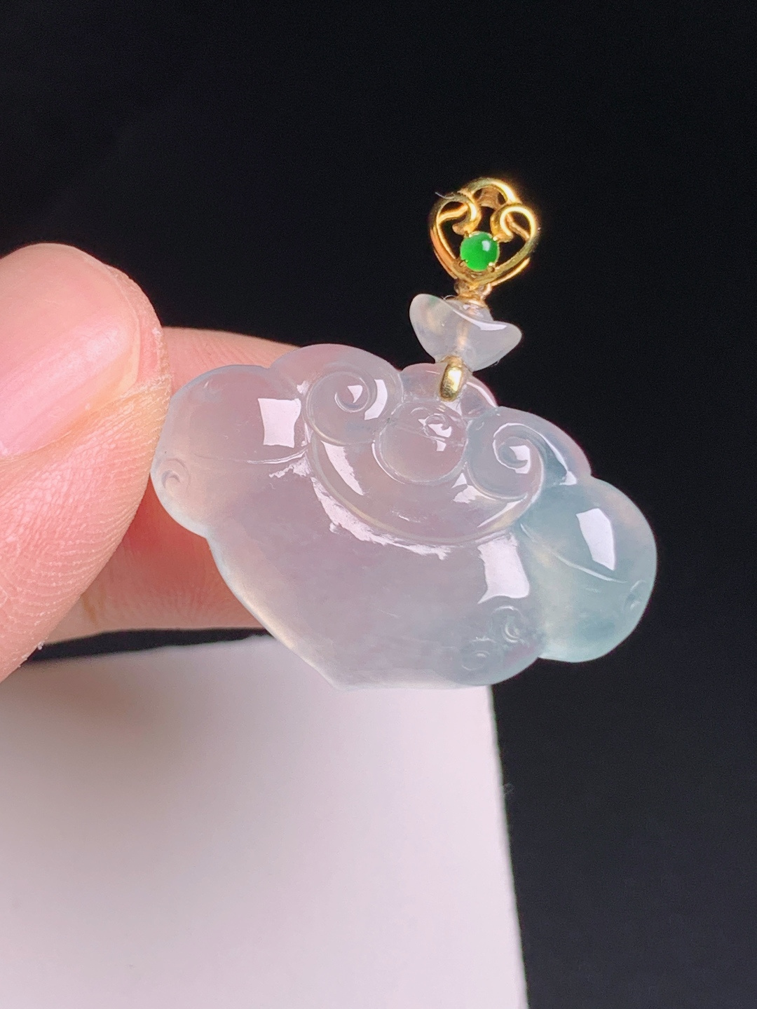 ️ 冰种如意锁吊坠，冰透起胶，雕工细腻，称心如意，080508