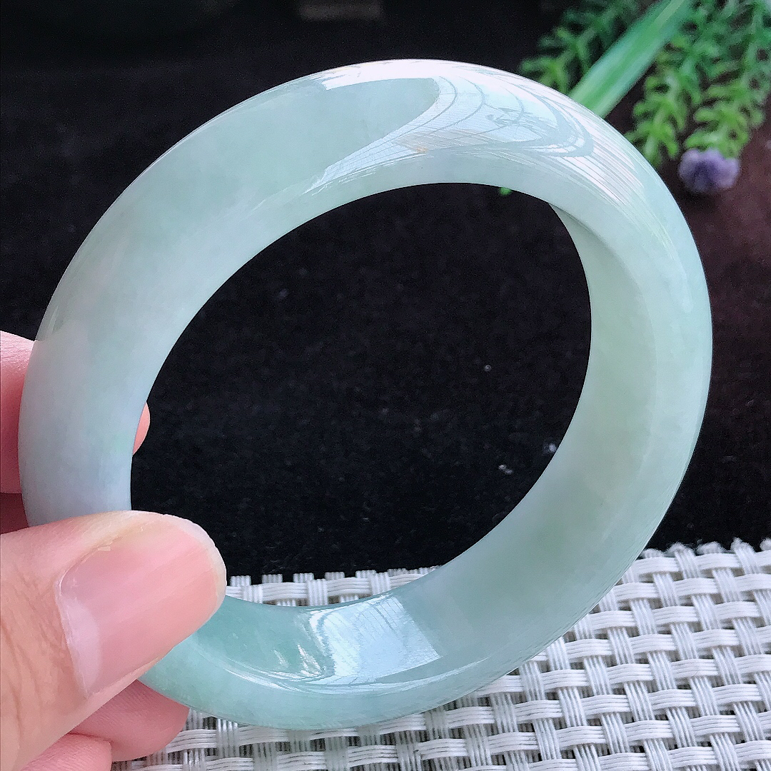 实拍A货翡翠58.5/17.5/9.6轮胎镯老坑温润晴底手镯宽边玉镯平安镯百搭