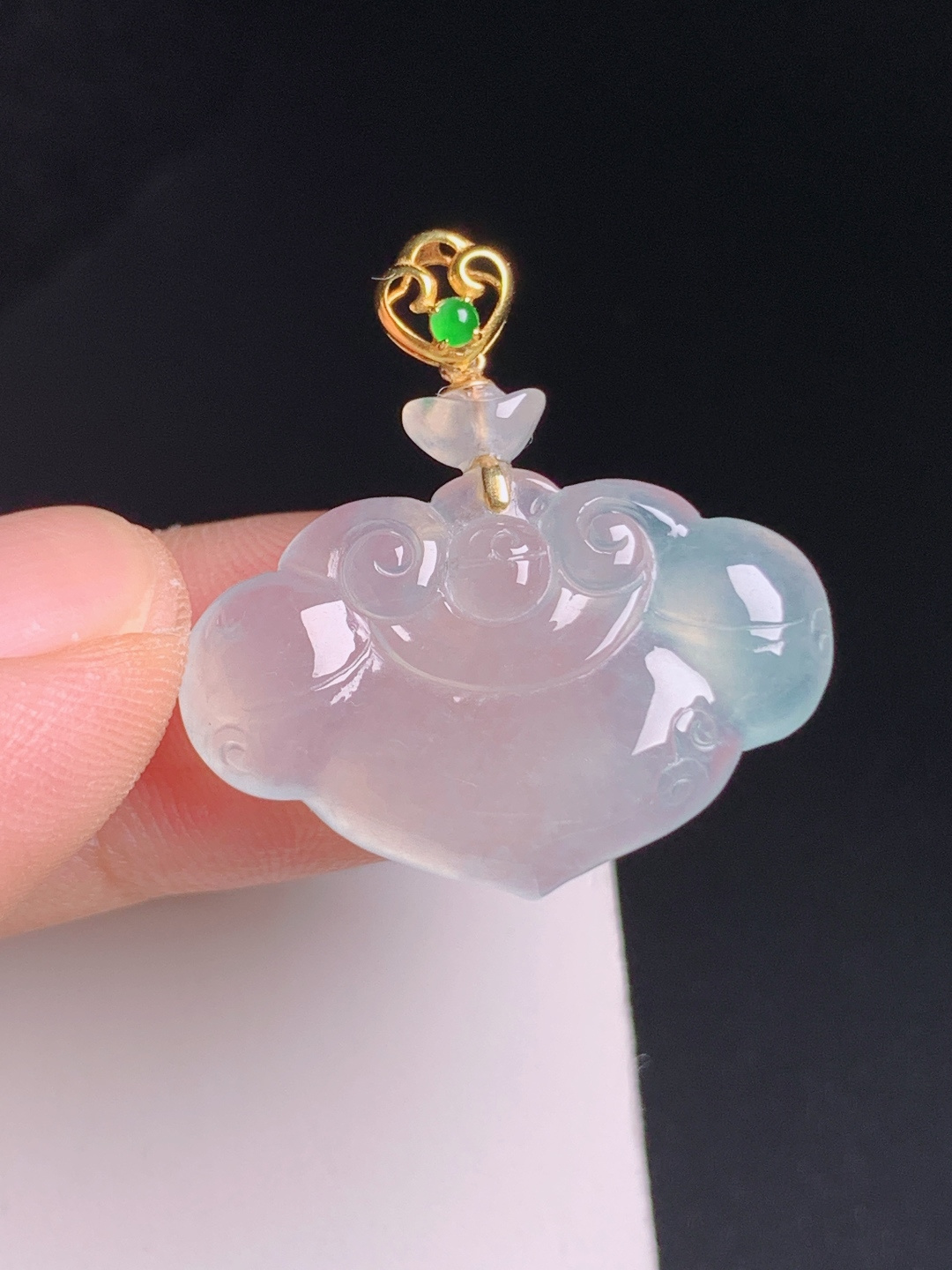 ️ 冰种如意锁吊坠，冰透起胶，雕工细腻，称心如意，080508