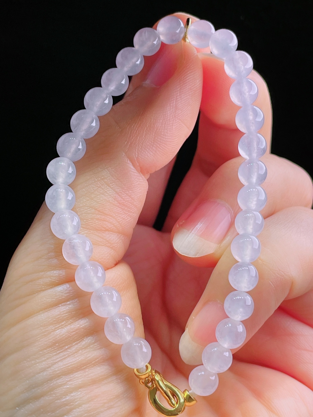白冰手串，老种起光，细底通透，尺寸：6.2mm