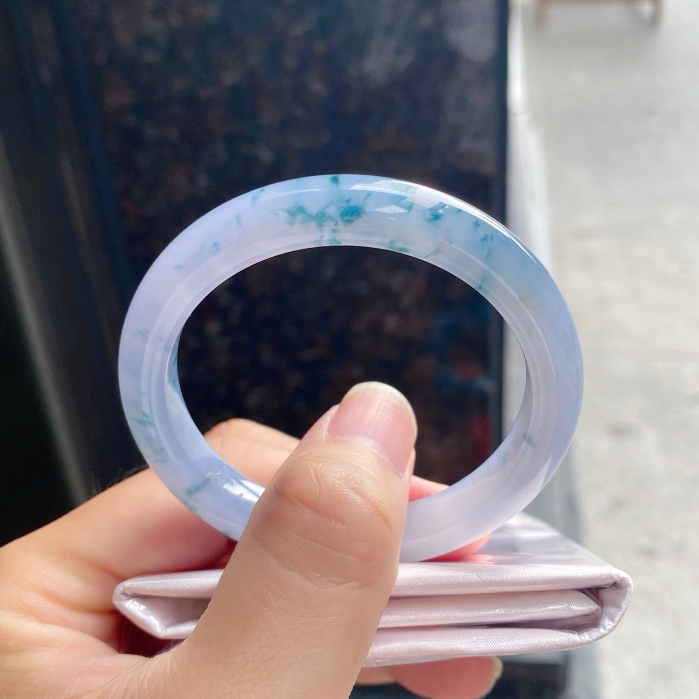 圈口51.8-9.2-7.6    【冰茄紫飘花正圈手镯】圈口51  52可戴  质地细腻   种水好