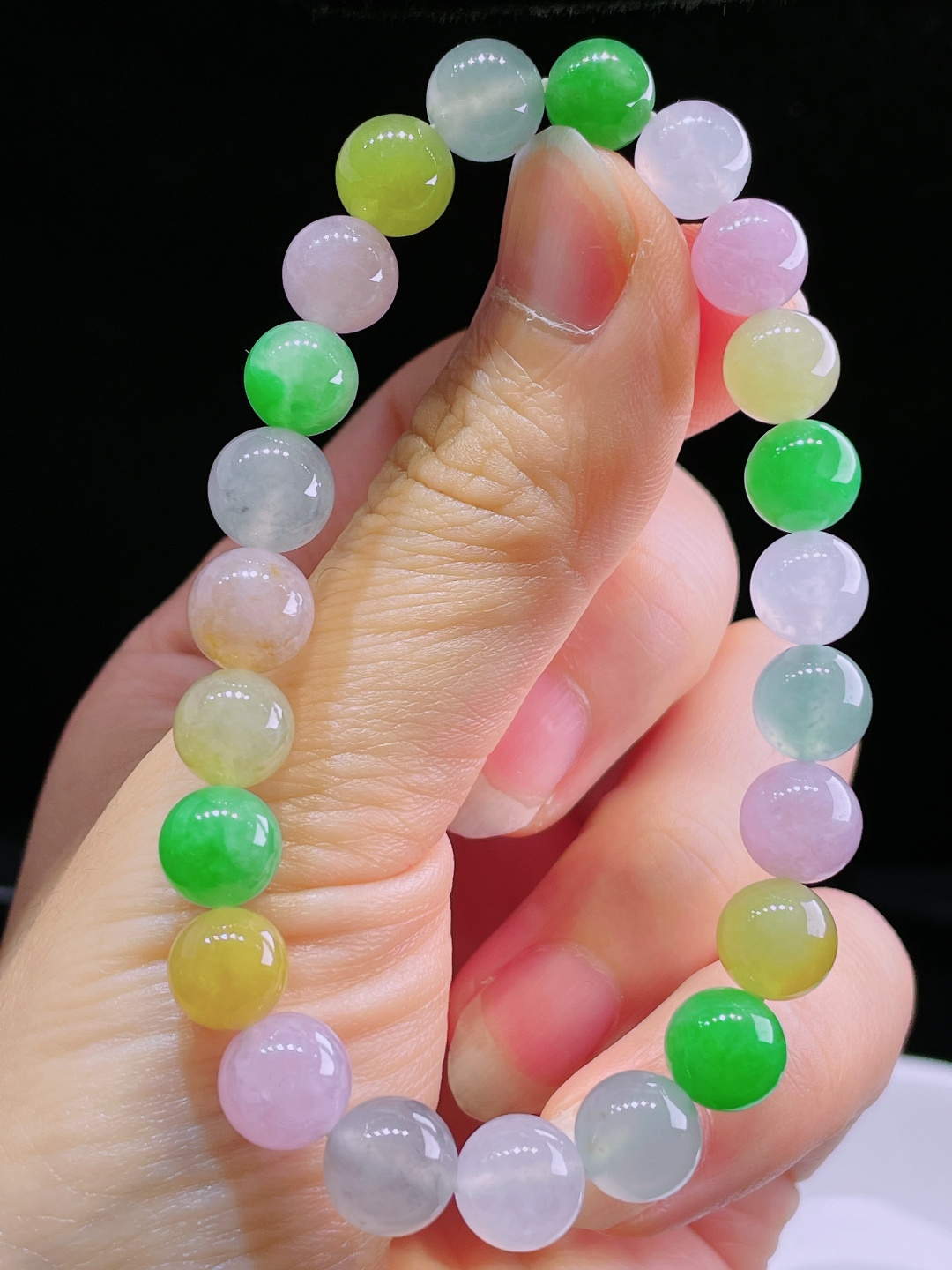 ️多彩手串，老种起光，细底通透，尺寸：8.3mm0808