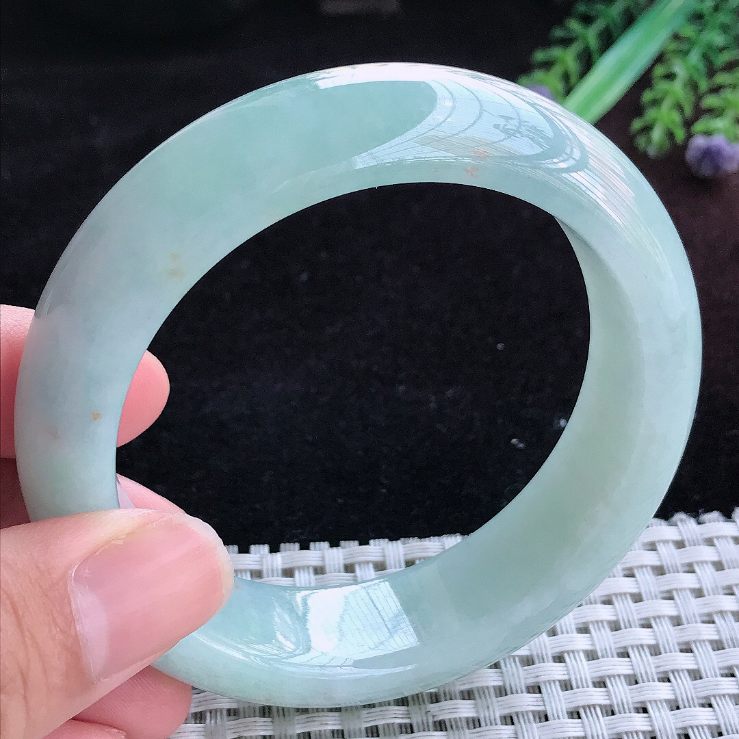 实拍A货翡翠58.5/17.5/9.6轮胎镯老坑温润晴底手镯宽边玉镯平安镯百搭