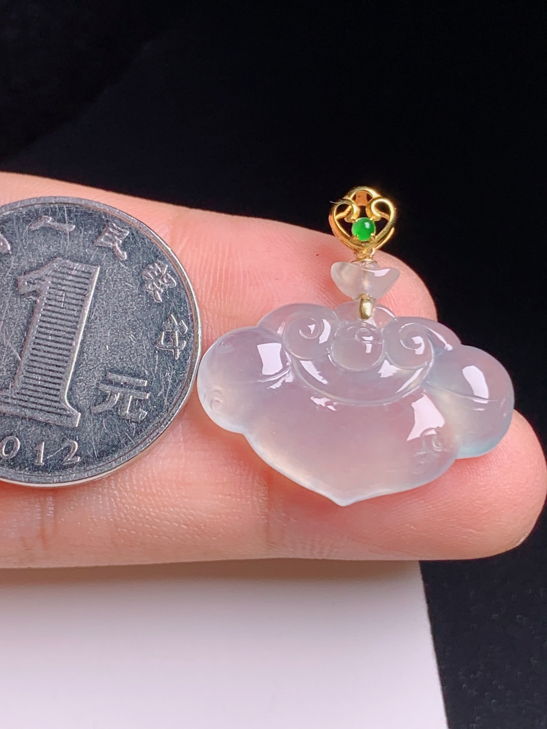 ️ 冰种如意锁吊坠，冰透起胶，雕工细腻，称心如意，080508