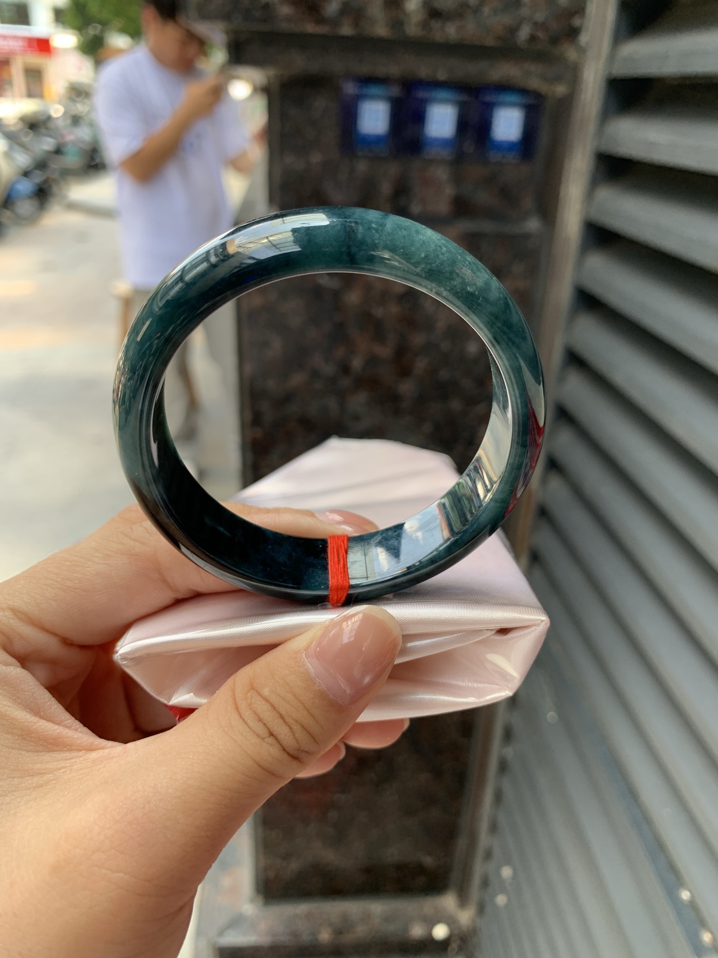 蓝乌鸡正圈, 0808-N1307, 无裂，蓝底乌鸡特色手镯