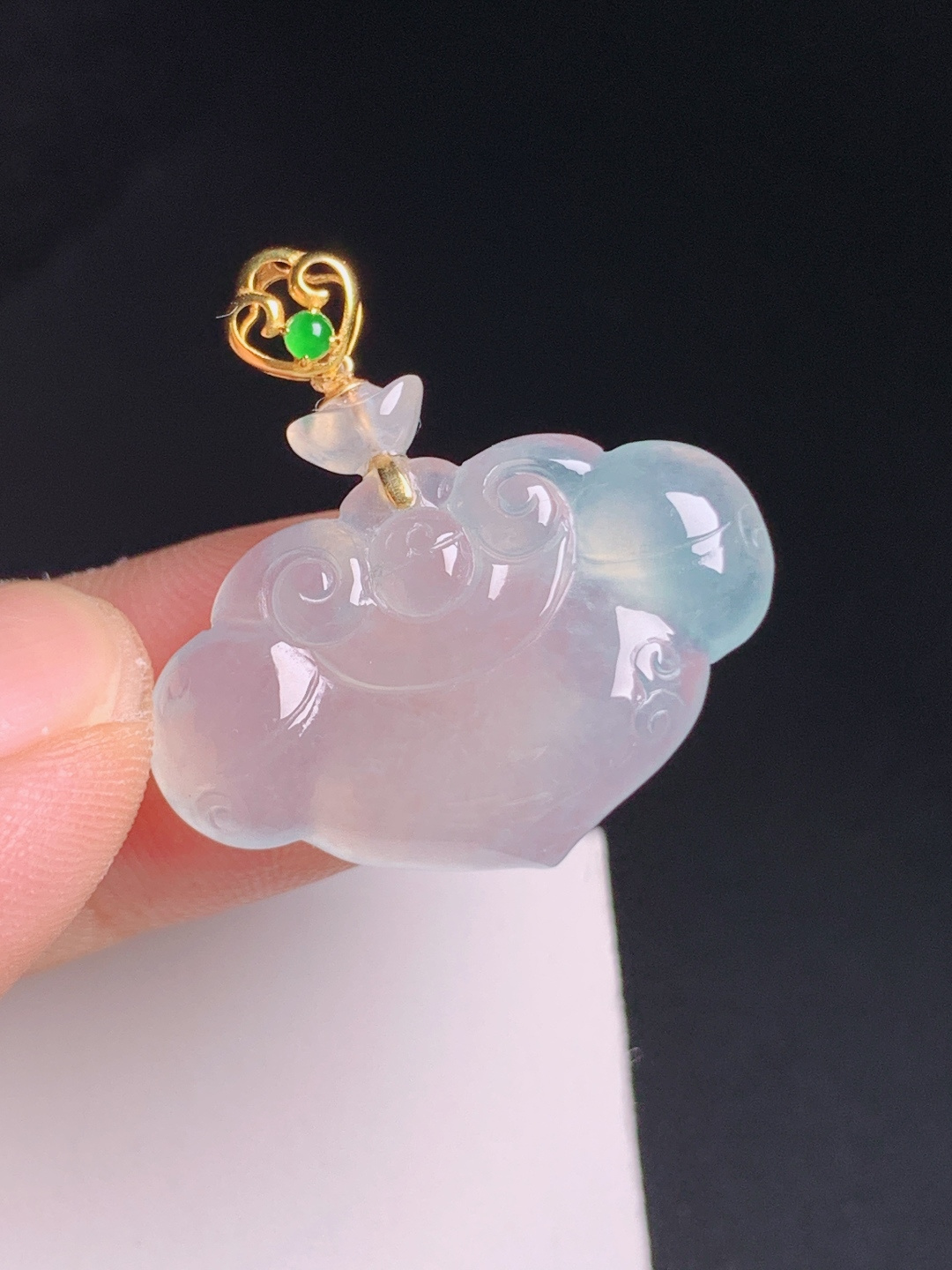 ️ 冰种如意锁吊坠，冰透起胶，雕工细腻，称心如意，080508