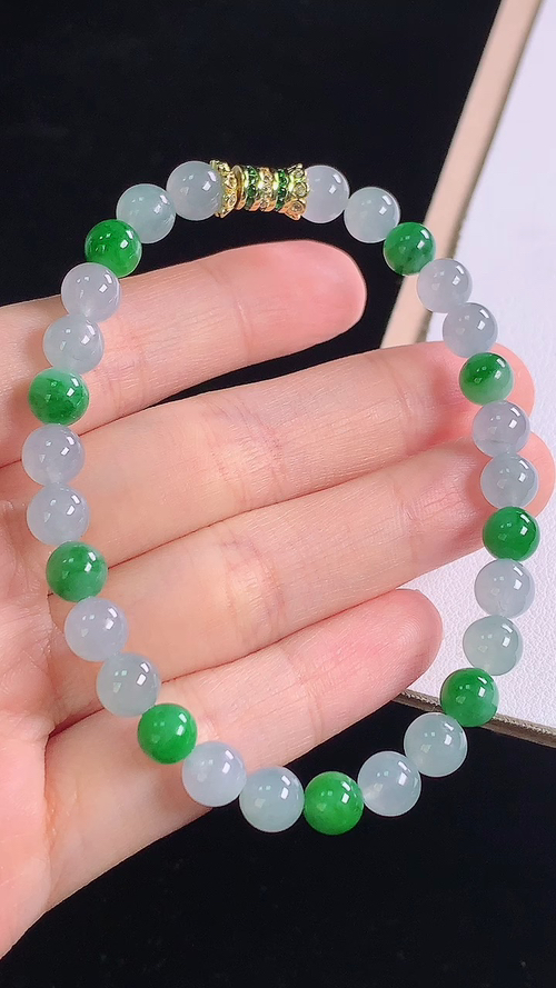 ️双色手链，尺寸:6.6-6.6mm