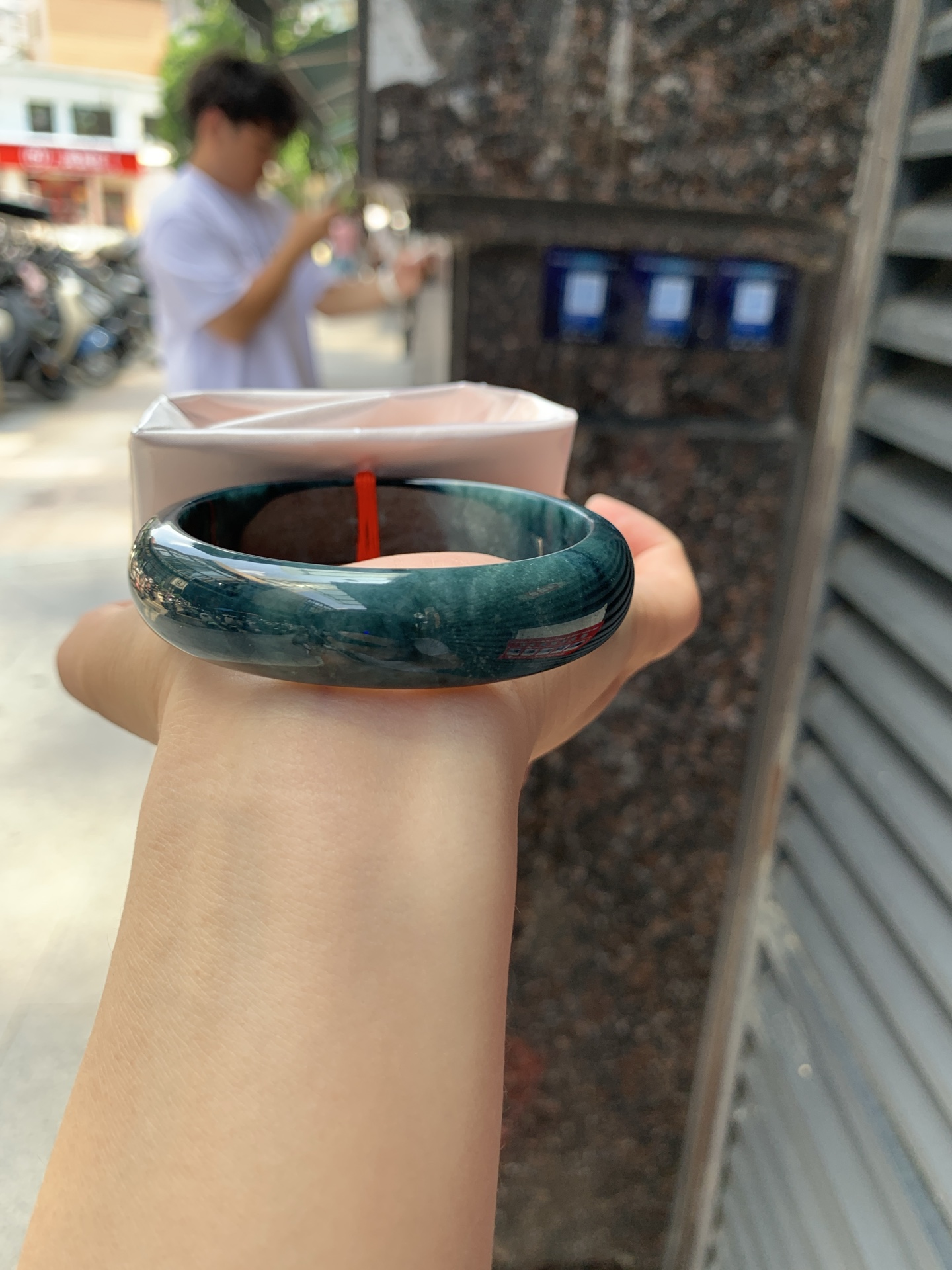 蓝乌鸡正圈, 0808-N1307, 无裂，蓝底乌鸡特色手镯