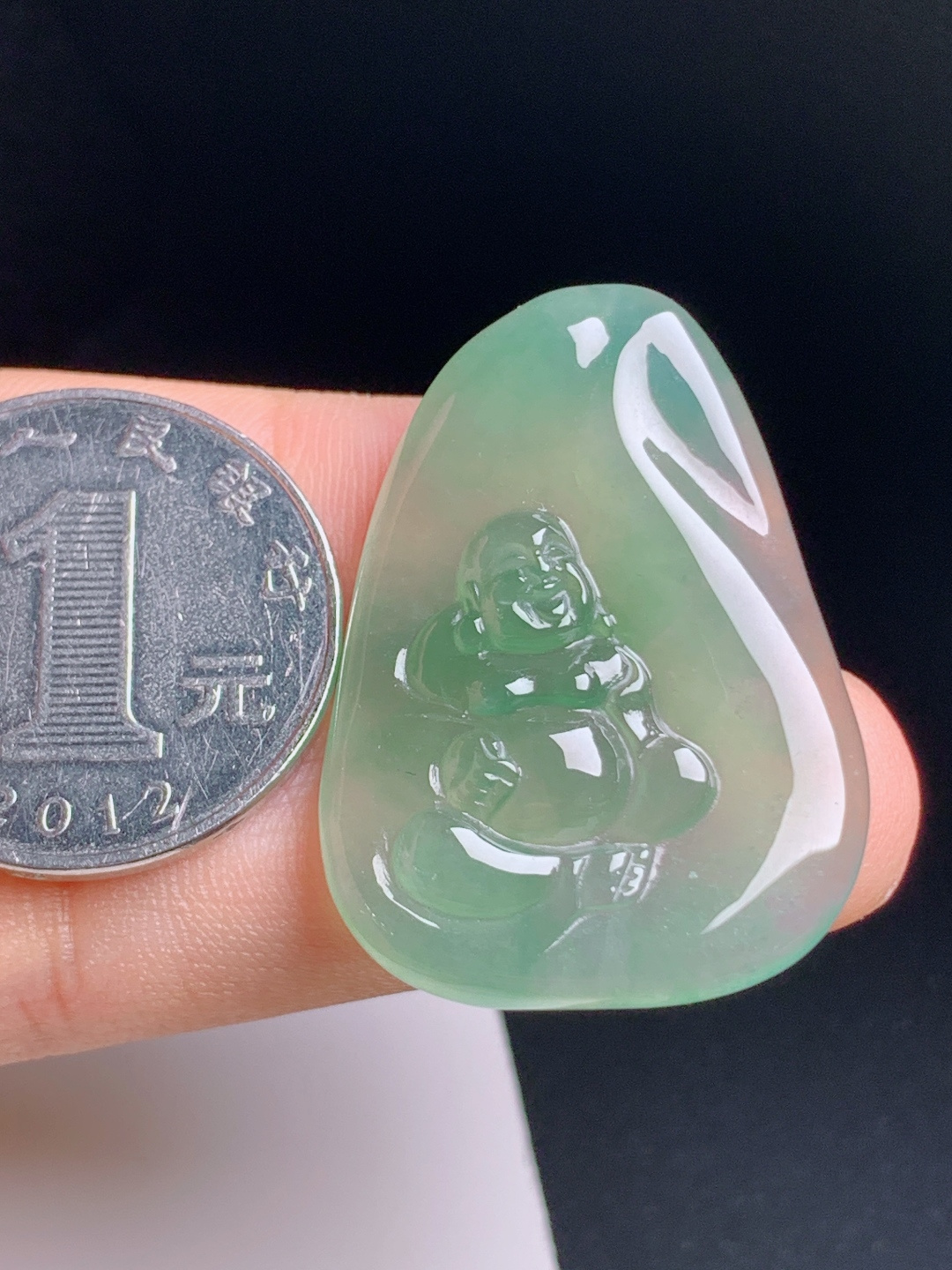 ️ 冰种晴水弥勒佛，水润清爽，雕工灵动，喜乐安康 180805