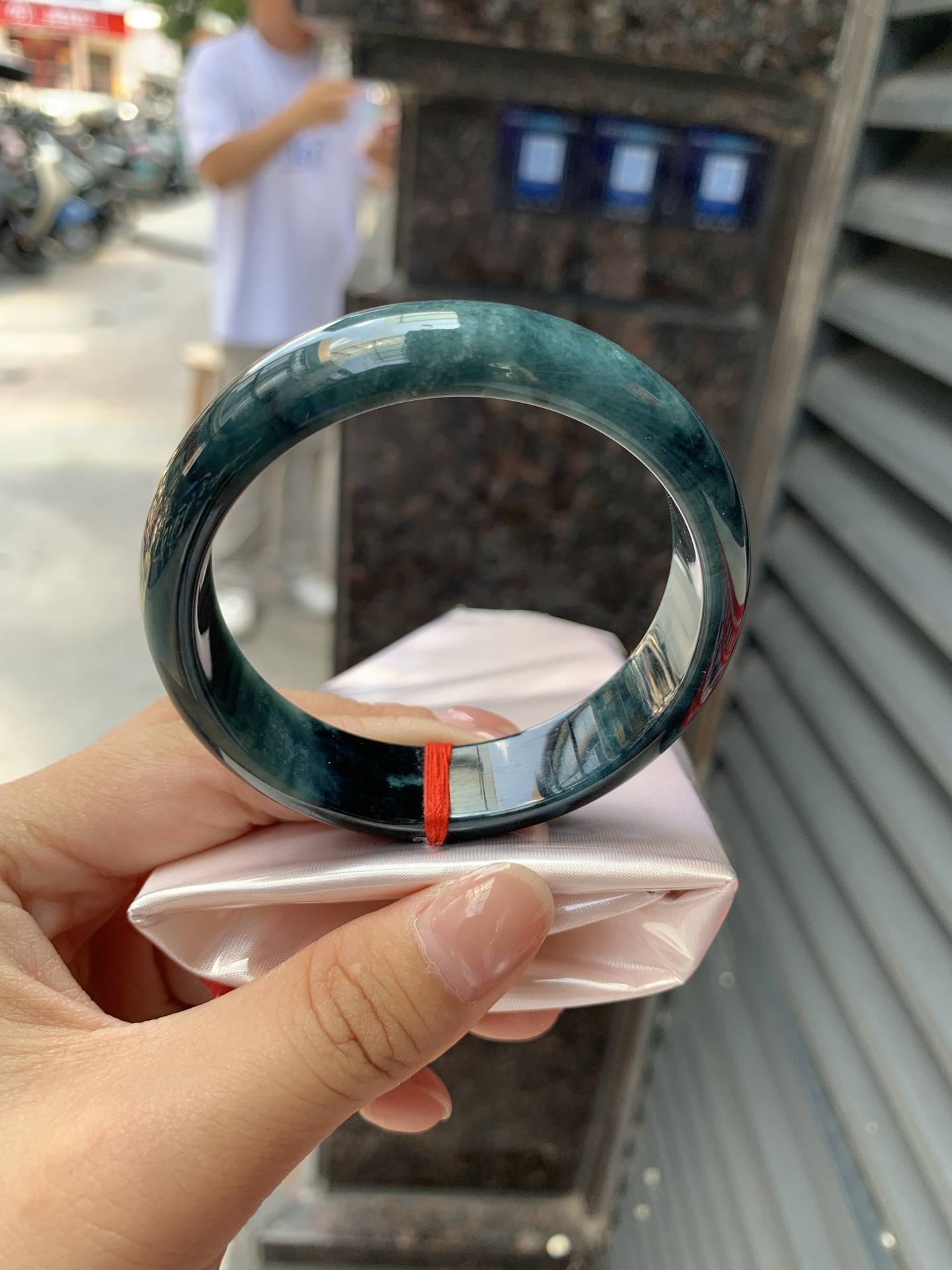 蓝乌鸡正圈, 0808-N1307, 无裂，蓝底乌鸡特色手镯