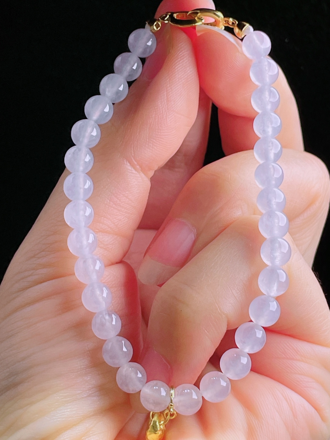 白冰手串，老种起光，细底通透，尺寸：6.2mm