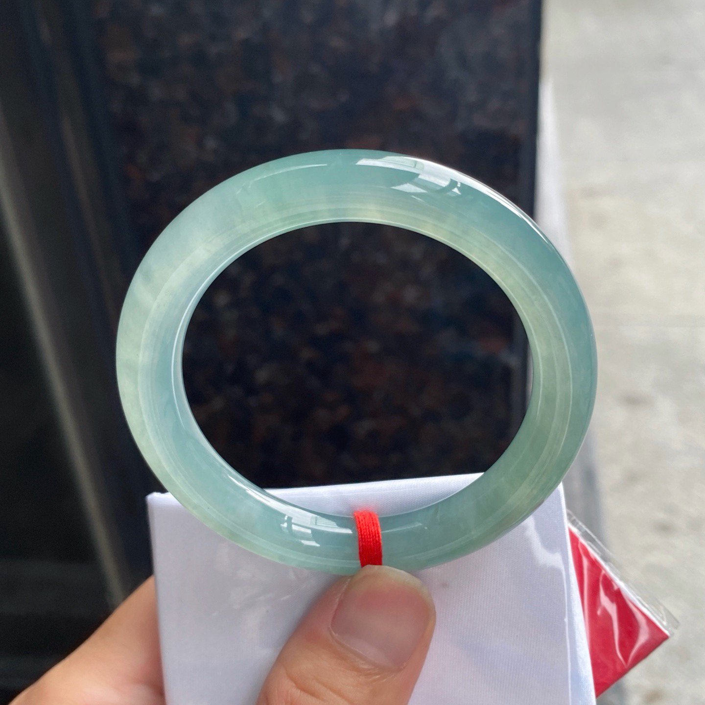 圈口54-9.5-8.8   【冰种飘花圆条手镯】圈口53  54可戴  质地细腻   种水好