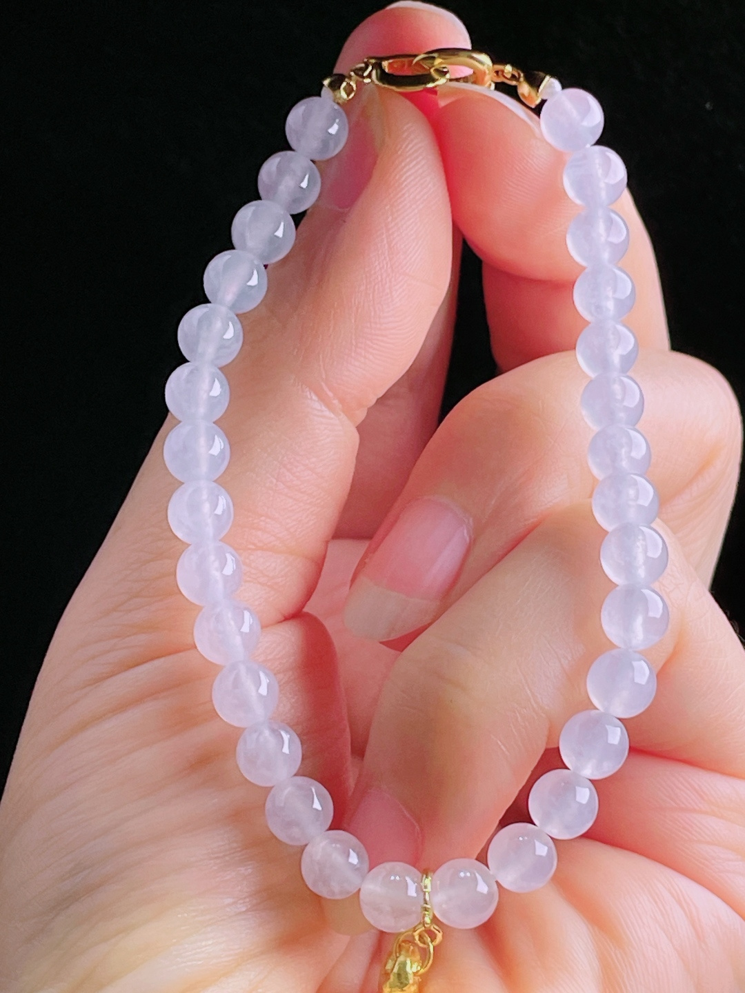 白冰手串，老种起光，细底通透，尺寸：6.2mm
