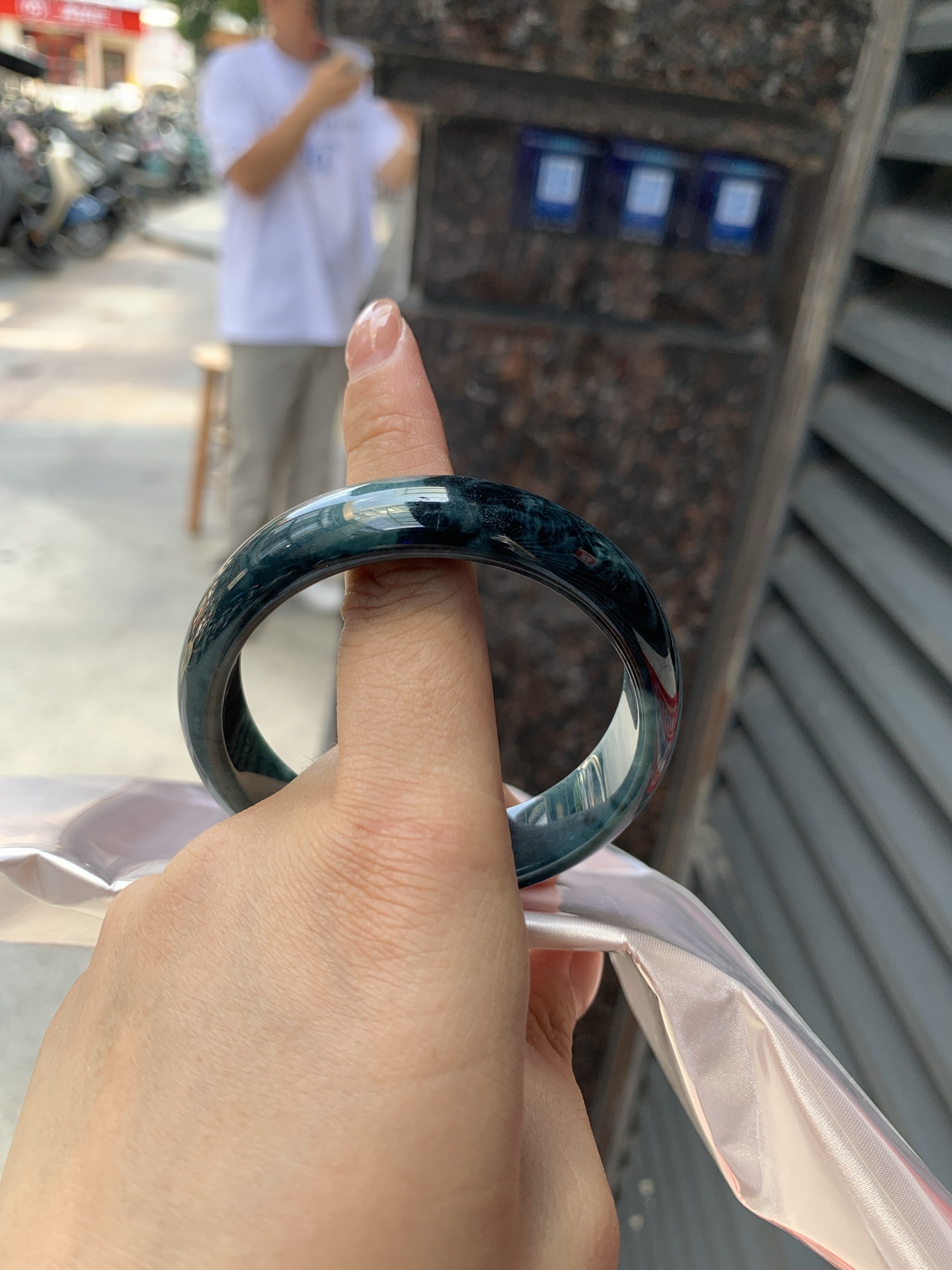 蓝乌鸡正圈, 0808-N1307, 无裂，蓝底乌鸡特色手镯