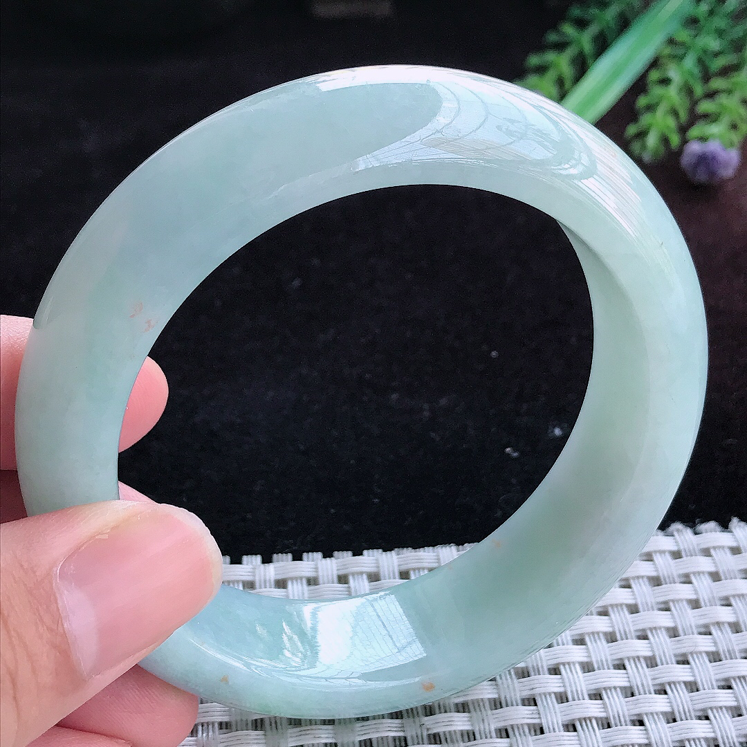 实拍A货翡翠58.5/17.5/9.6轮胎镯老坑温润晴底手镯宽边玉镯平安镯百搭