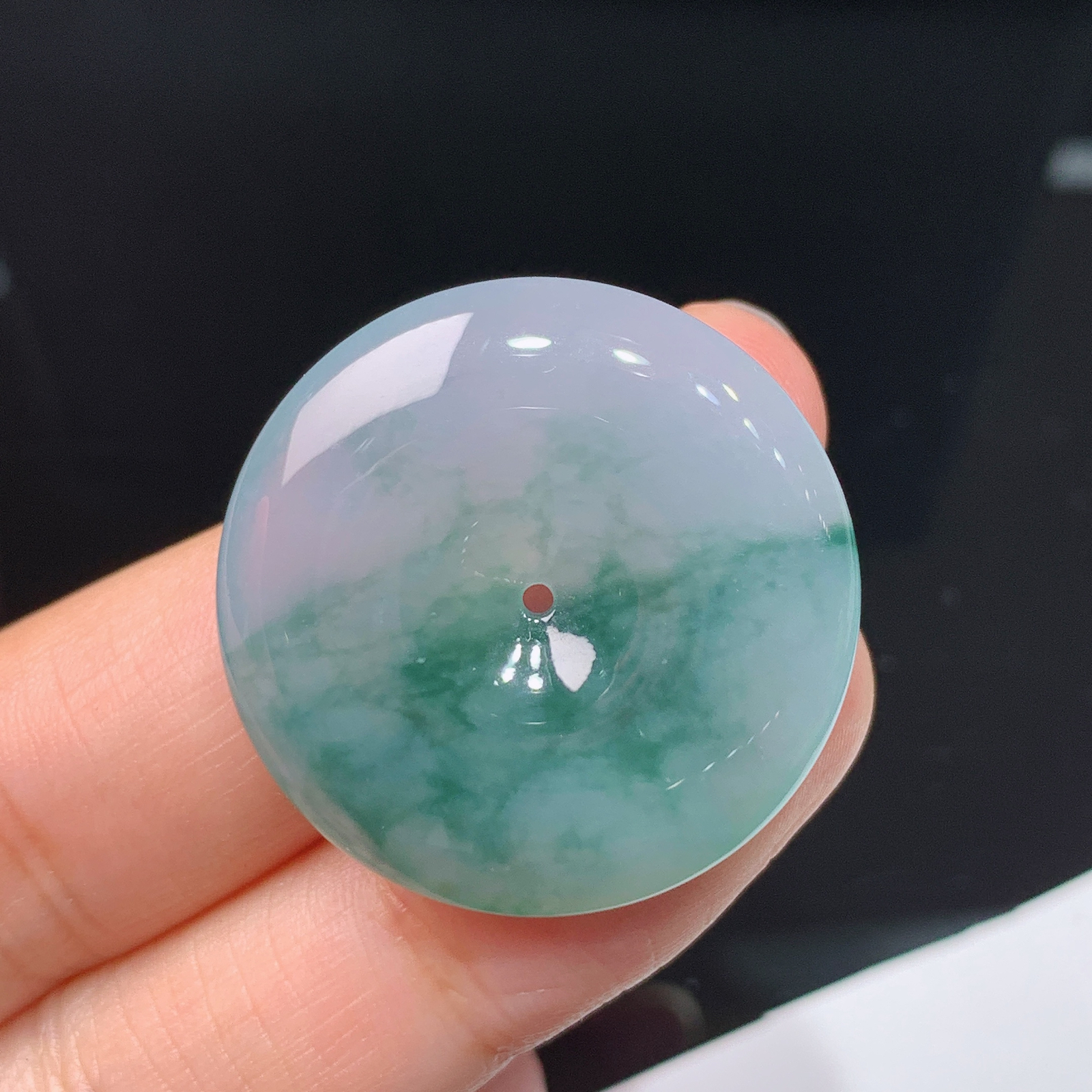 冰飘花平安扣，冰冰润润，玉质细腻，种水足，001 尺寸27.7*5.9