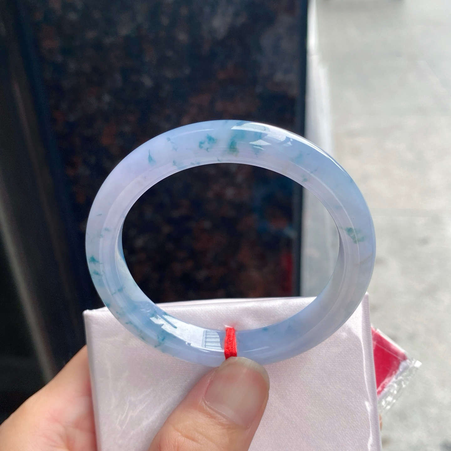圈口51.8-9.2-7.6    【冰茄紫飘花正圈手镯】圈口51  52可戴  质地细腻   种水好