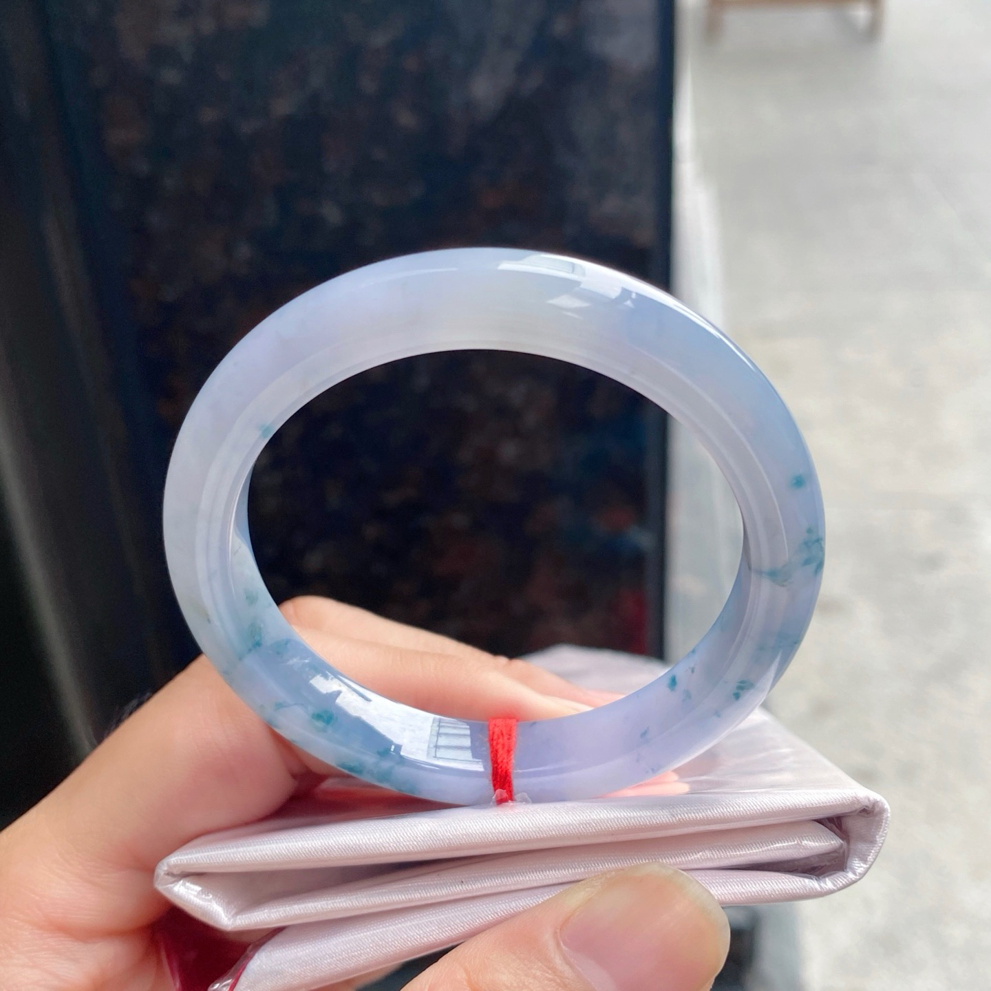 圈口51.8-9.2-7.6    【冰茄紫飘花正圈手镯】圈口51  52可戴  质地细腻   种水好