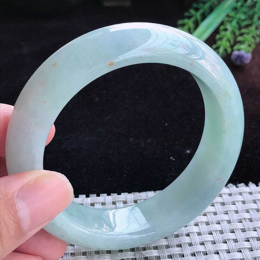 实拍A货翡翠58.5/17.5/9.6轮胎镯老坑温润晴底手镯宽边玉镯平安镯百搭