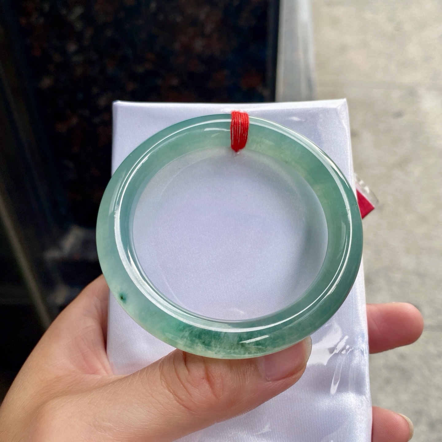 圈口54-9.5-8.8   【冰种飘花圆条手镯】圈口53  54可戴  质地细腻   种水好