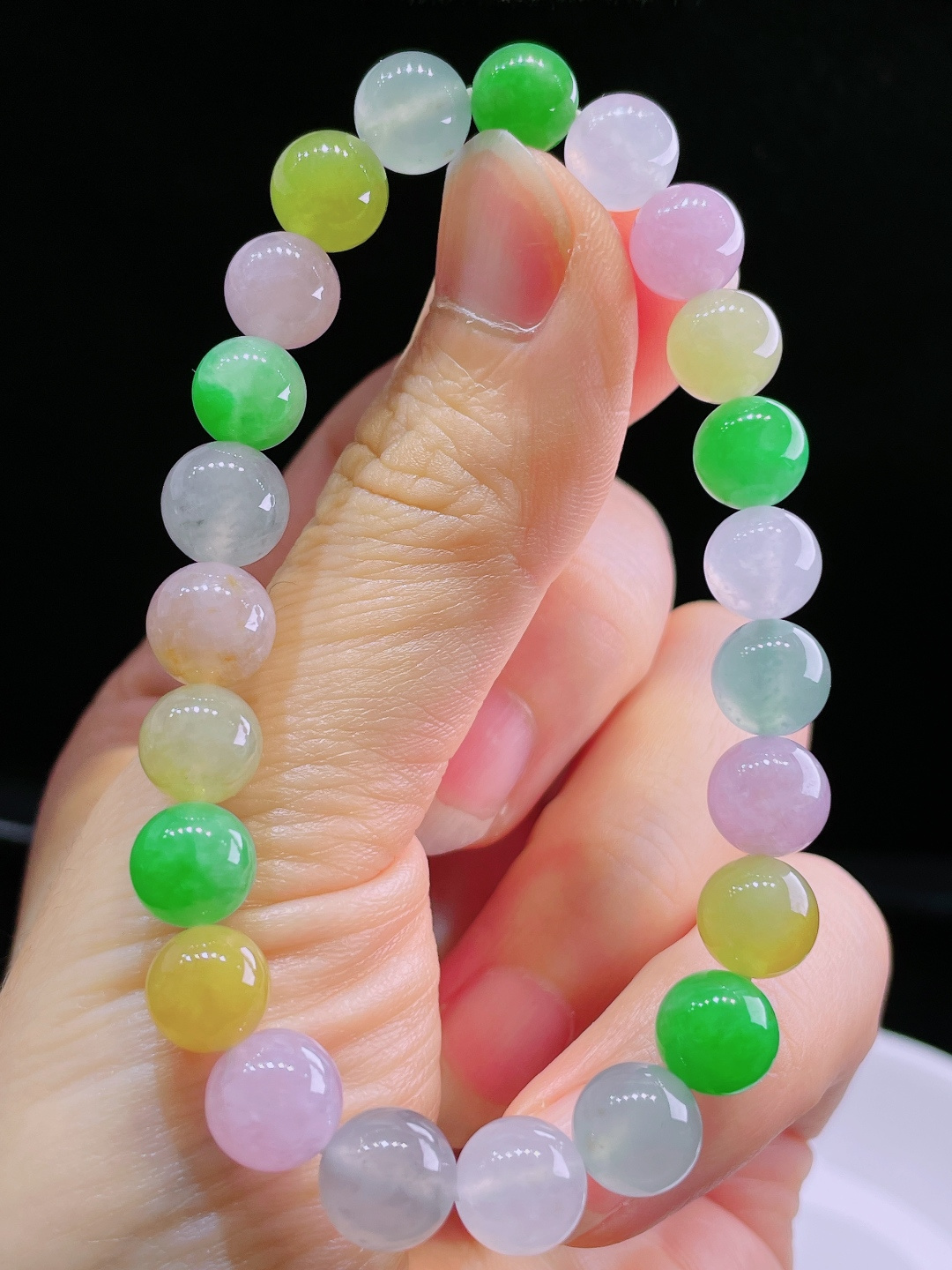 ️多彩手串，老种起光，细底通透，尺寸：8.3mm0808