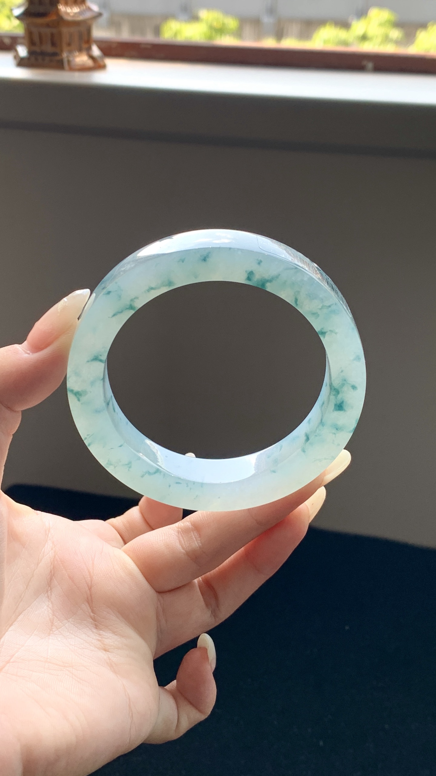 冰飘蓝花正圈镯胚 D1020-4 ⭕️55.5-11.5-7.5-73