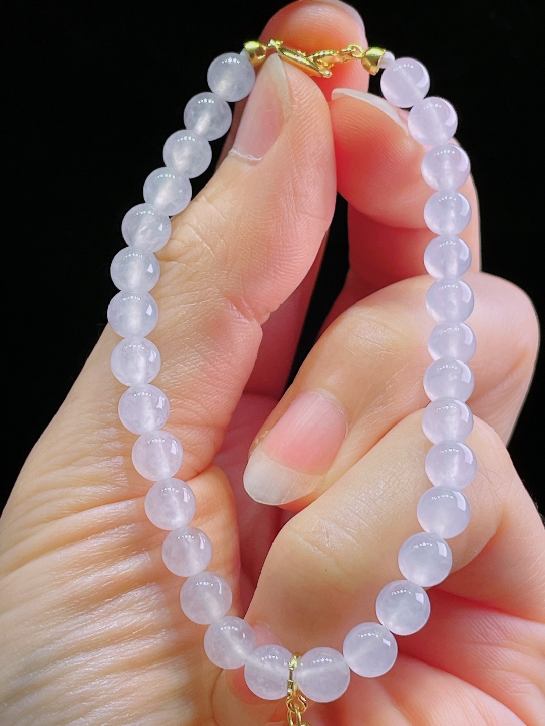 白冰手串，老种起光，细底通透，尺寸：6.2mm