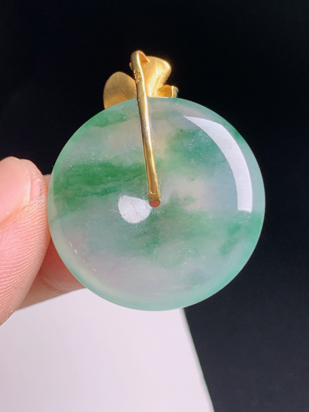️ 冰种飘花平安扣吊坠，种老起胶，金扣雅致，温润大气，裸石26.5-4.832.5