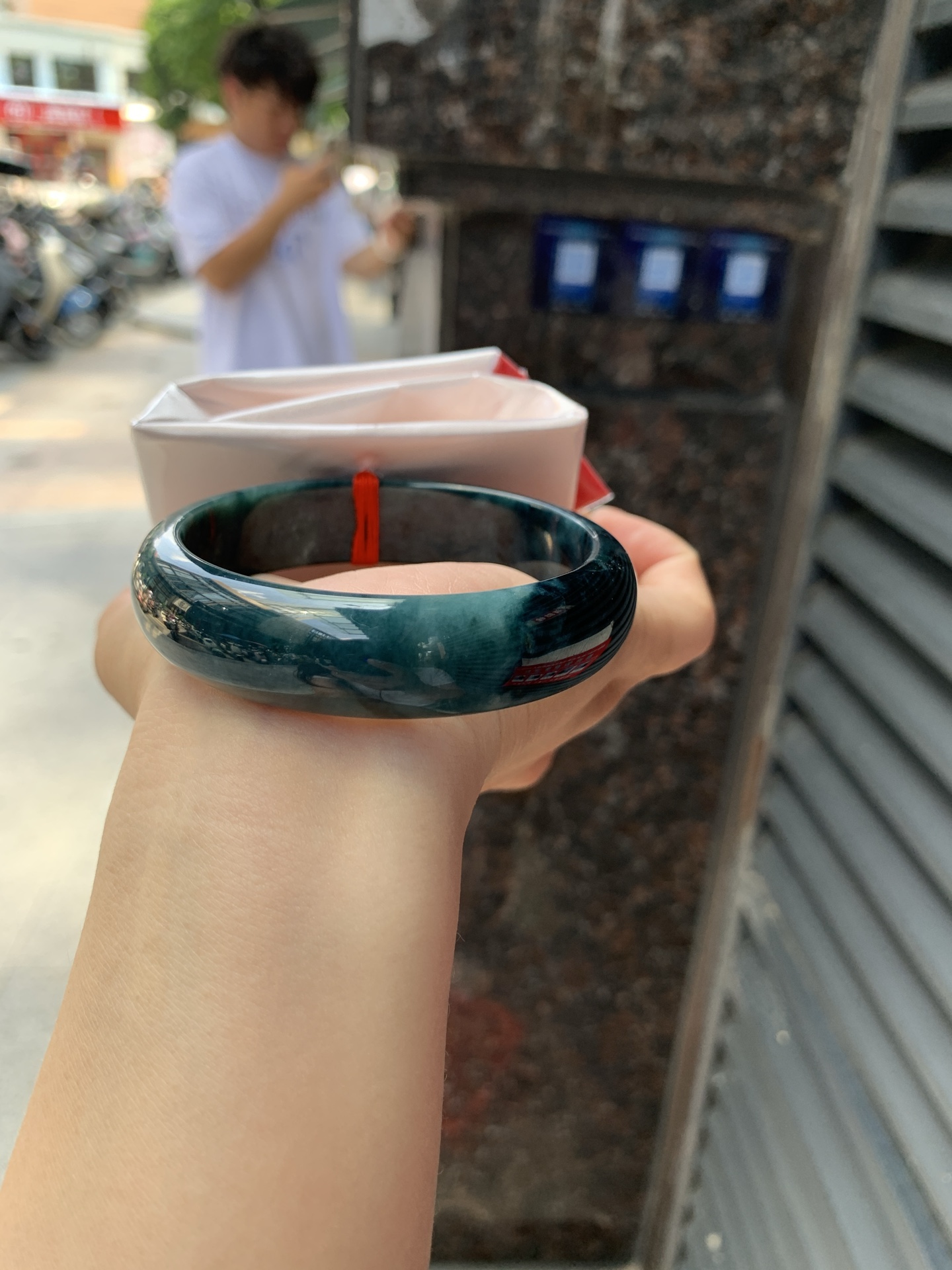 蓝乌鸡正圈, 0808-N1307, 无裂，蓝底乌鸡特色手镯