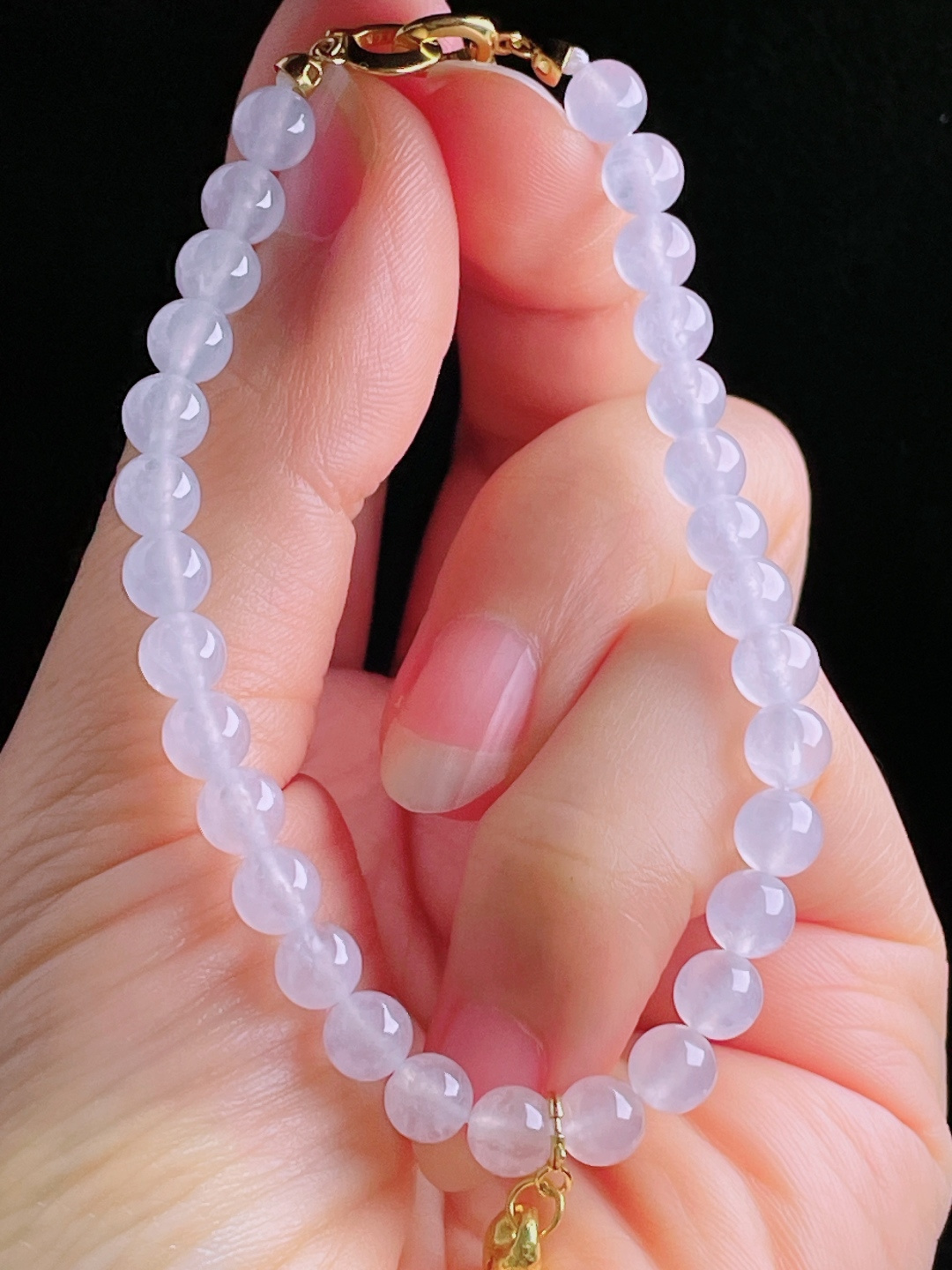 白冰手串，老种起光，细底通透，尺寸：6.2mm