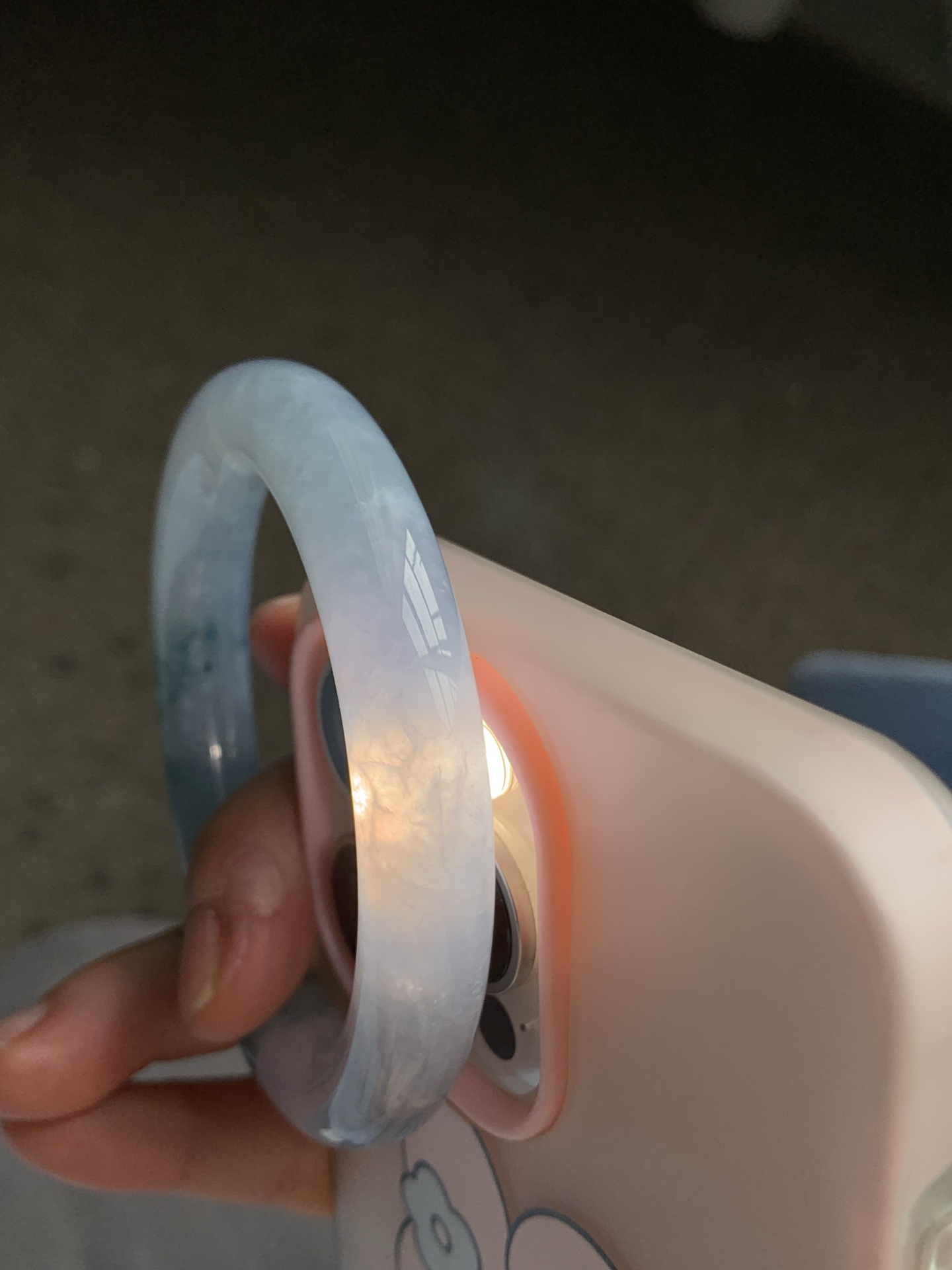 圆条53 54，圈口54.8/10.8/10.4，编码FL062693，糯冰紫罗兰飘花，水润，种老，细腻，打灯有絮线