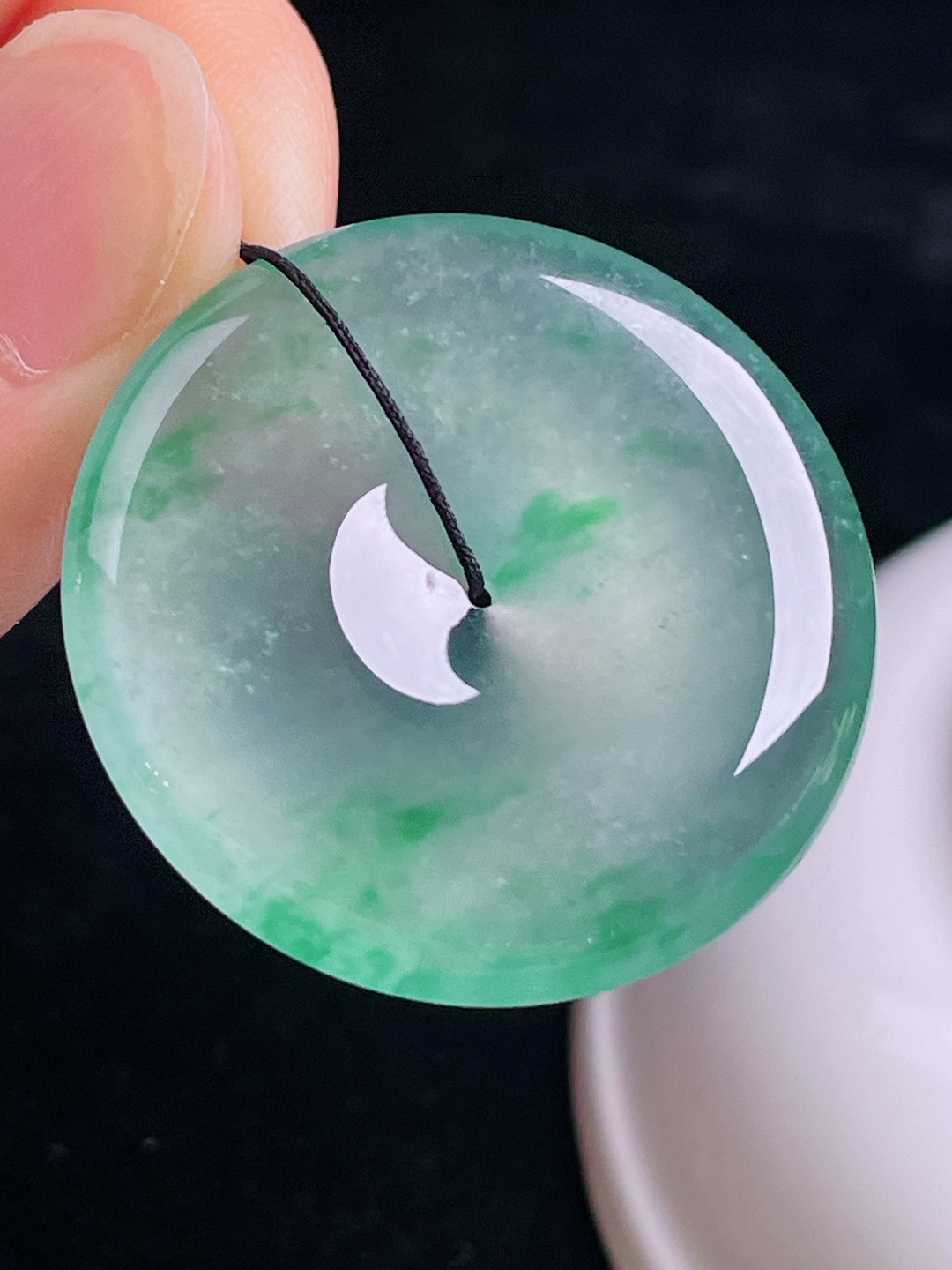 ️高冰平安扣，老种起光，细底通透，尺寸：33/6.3mm0809