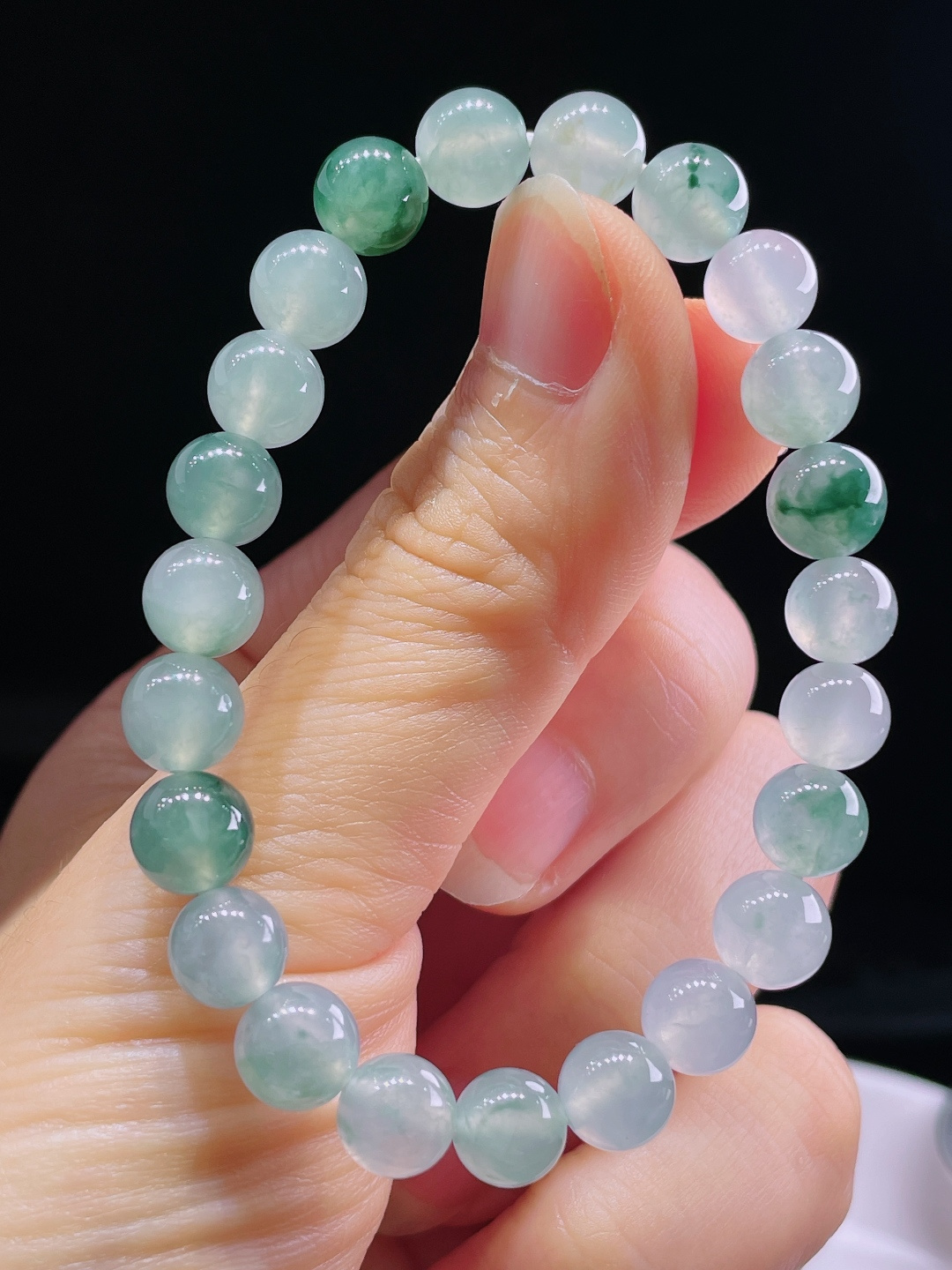 ️冰种手链，老种起光，细底通透，尺寸：7.7mm