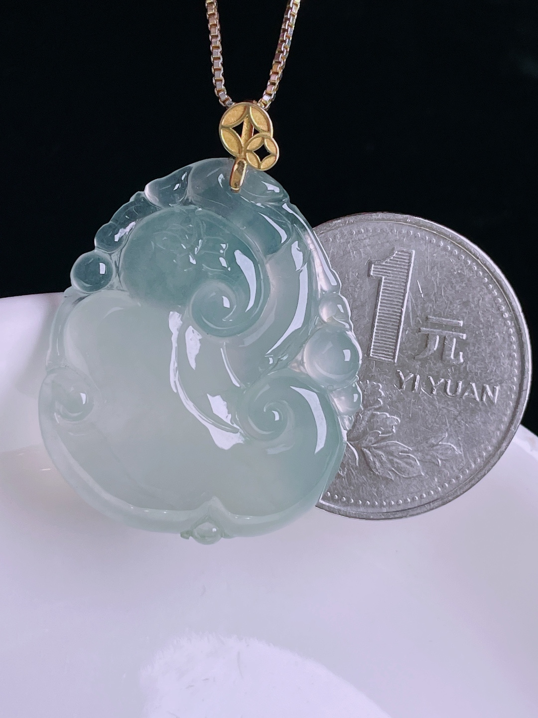 ️高冰如意，老种起光，细底通透，尺寸：34.6裸石29.5/25/4.7mm0809