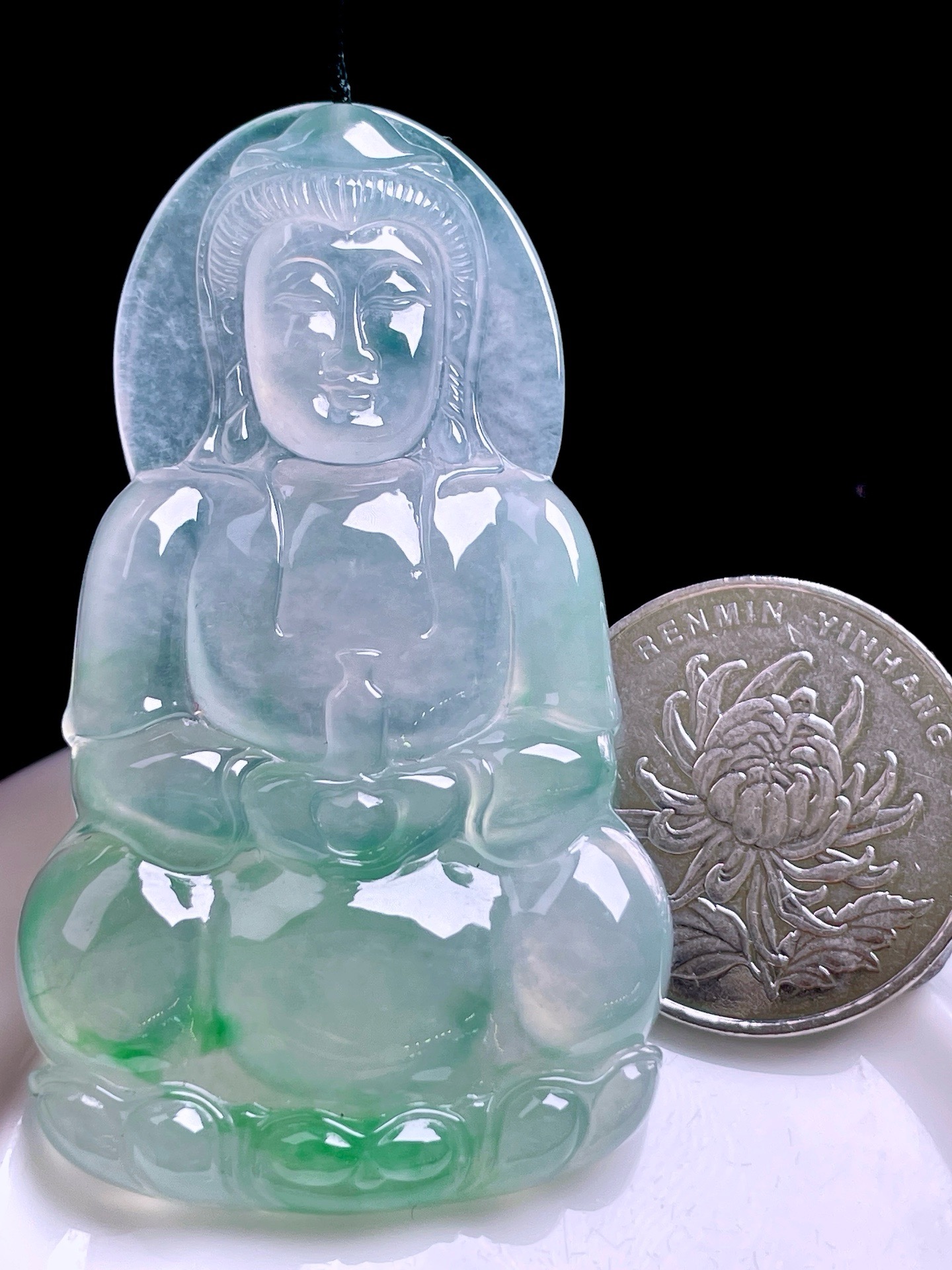 ️ 冰种飘花观音 花色灵动，油润冰胶 尺寸：58/33.6/5.6