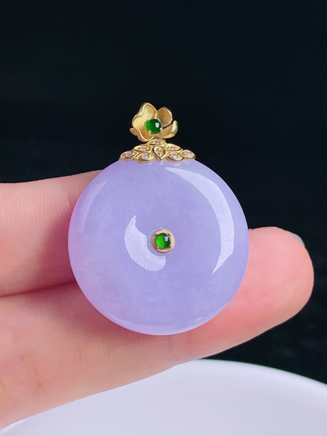 ️紫罗兰平安扣，老种起光，细底通透，尺寸：33.2裸石26.3/8mm0809