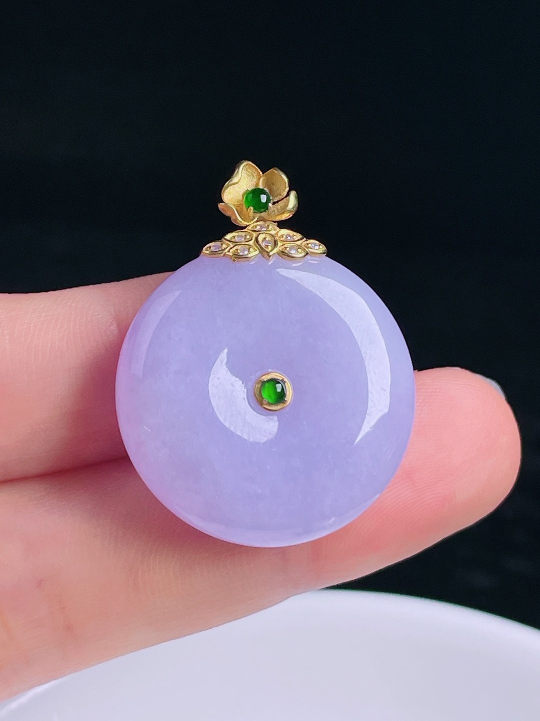 ️紫罗兰平安扣，老种起光，细底通透，尺寸：33.2裸石26.3/8mm0809
