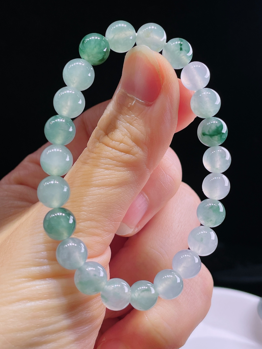 ️冰种手链，老种起光，细底通透，尺寸：7.7mm