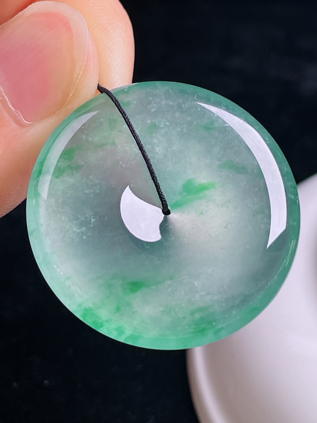 ️高冰平安扣，老种起光，细底通透，尺寸：33/6.3mm0809