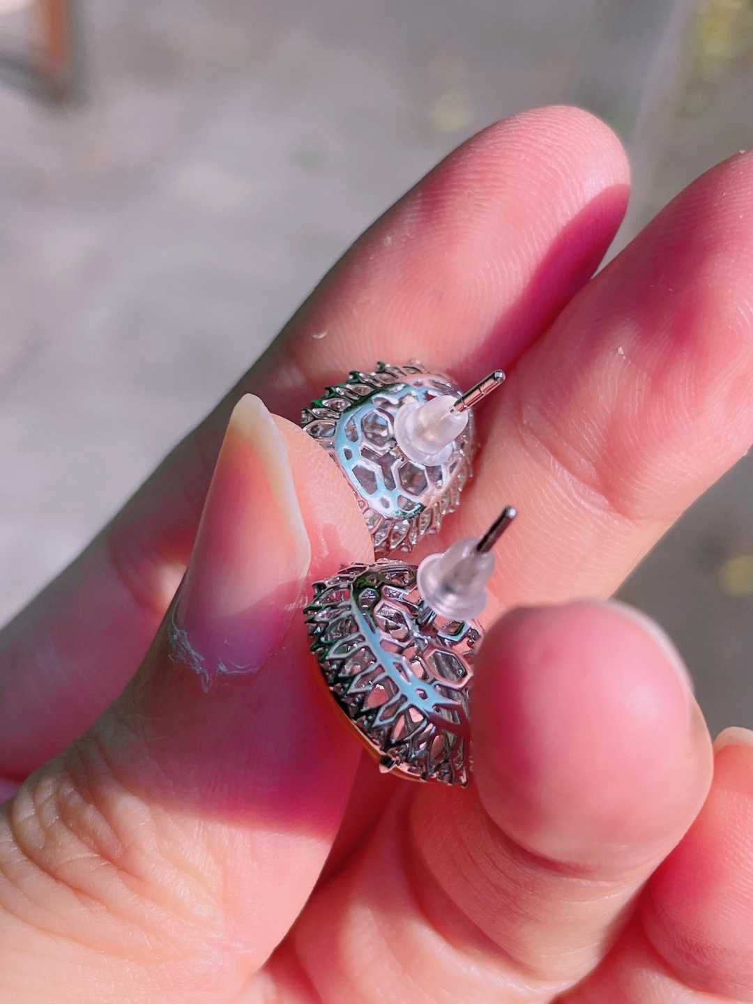 ️高冰黄翡树叶耳钉 晶莹剔透，新颖时尚，品相，1215-8.5-3