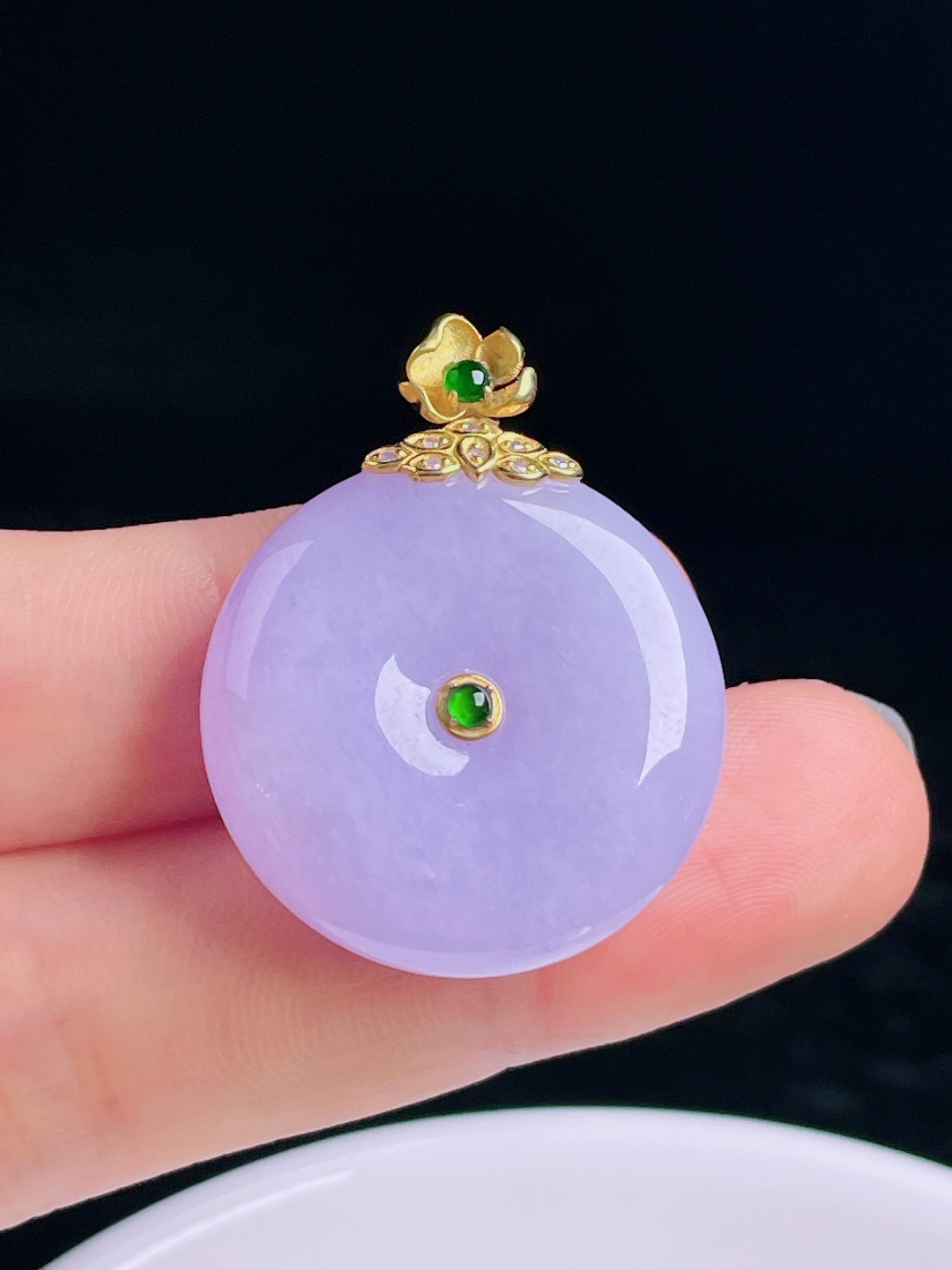 ️紫罗兰平安扣，老种起光，细底通透，尺寸：33.2裸石26.3/8mm0809