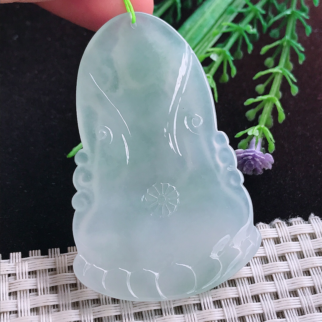 实拍A货翡翠61.8/39.8/6老坑冰胶果冻晴底虚空藏菩萨吊坠翡翠玉挂件