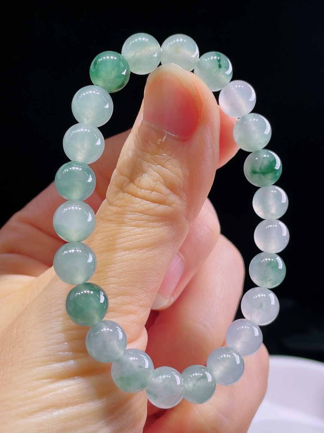 ️冰种手链，老种起光，细底通透，尺寸：7.7mm