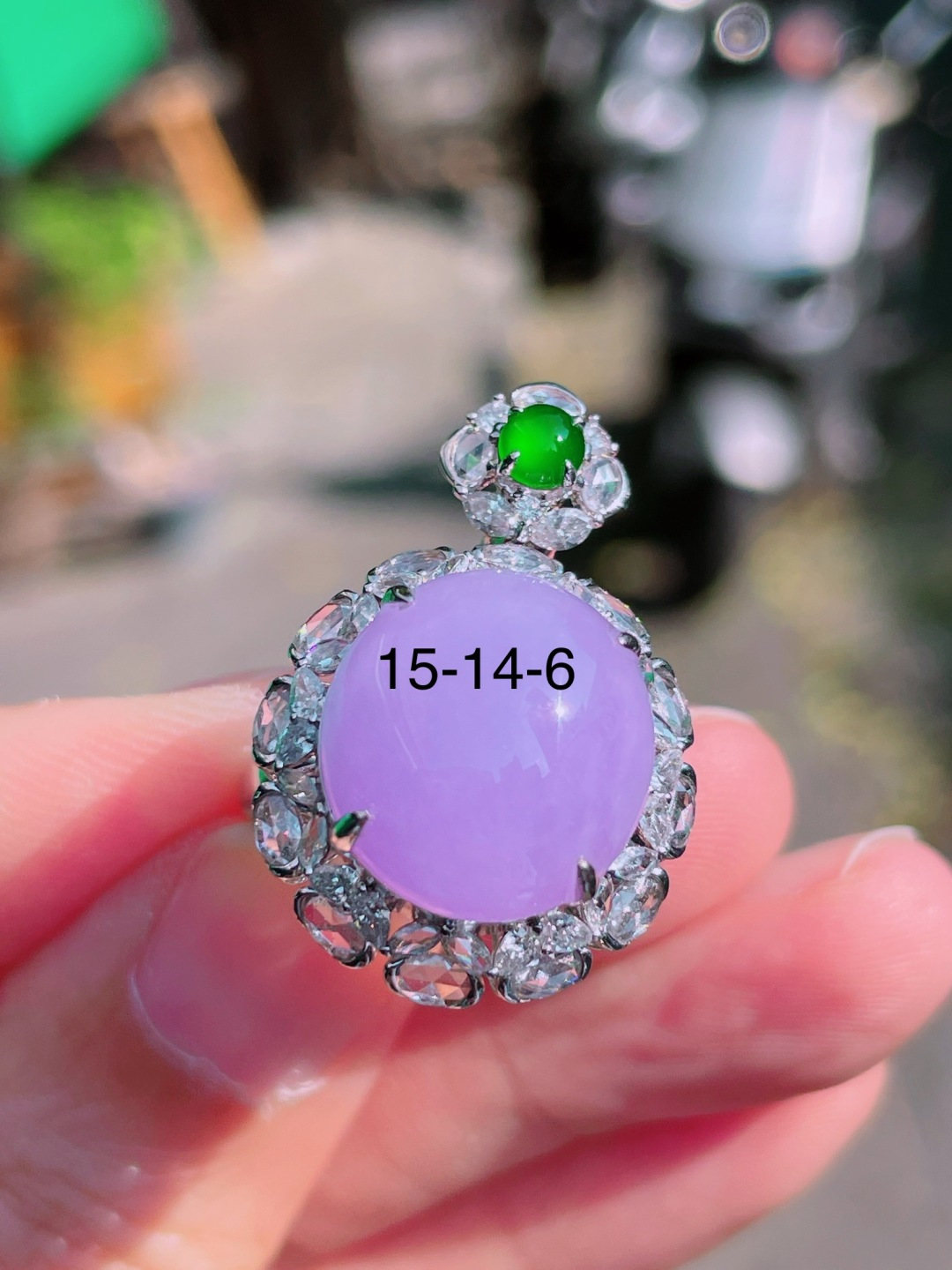 ️高冰紫蛋面戒指 晶莹剔透，新颖时尚，品相，15-14-6